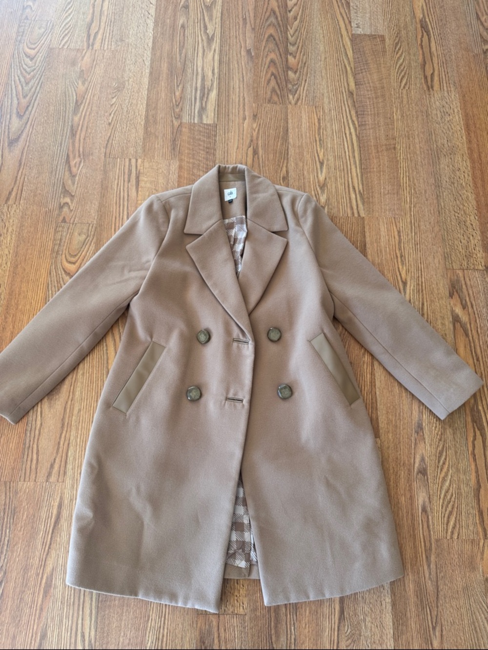 CAbi Double-Breasted Pea Coat in Camel Brown